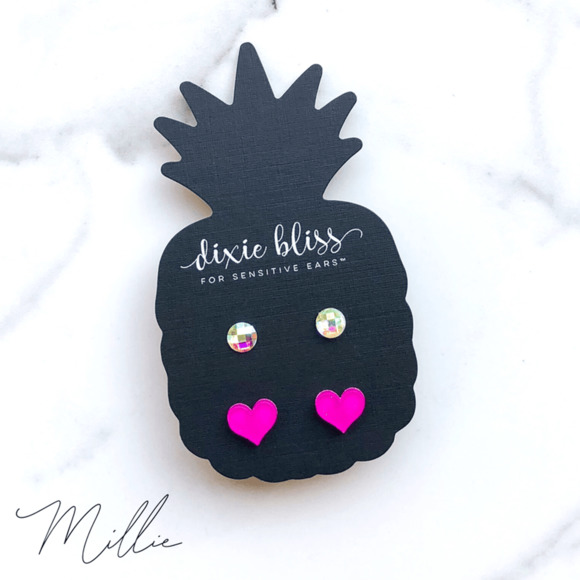 Dixie Bliss Other - Heart & Rhinestone Stud Earrings